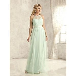🎉 5/$125 NEW Christina Wu Meadow Halter Tulle Dress Green Size 20